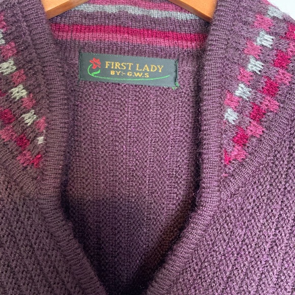 Vintage First Lady by G. W.S. Midi Knit Sweater Womens Small Plum - Picture 5 of 8